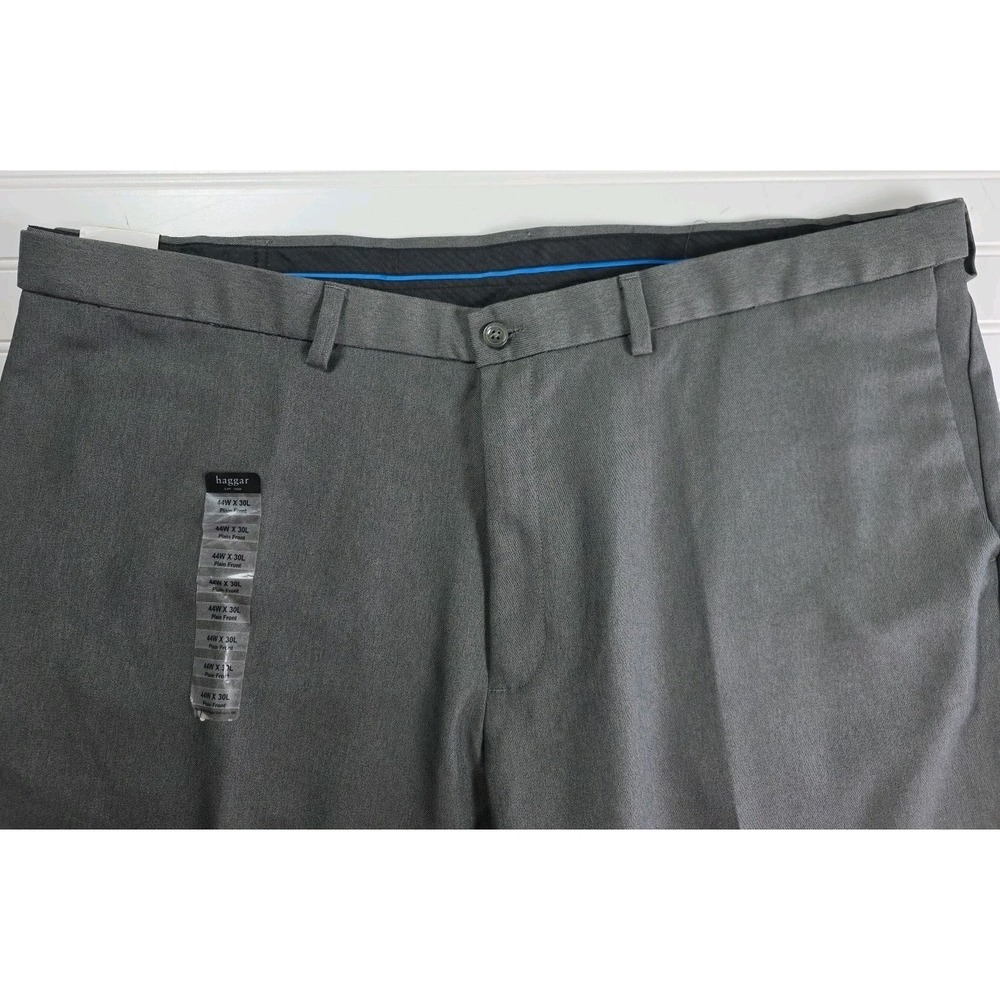 Haggar Cool 18 Pro Pants Mens 44X30 Gray Classic Fit Comfort FLAT FRONT NWT